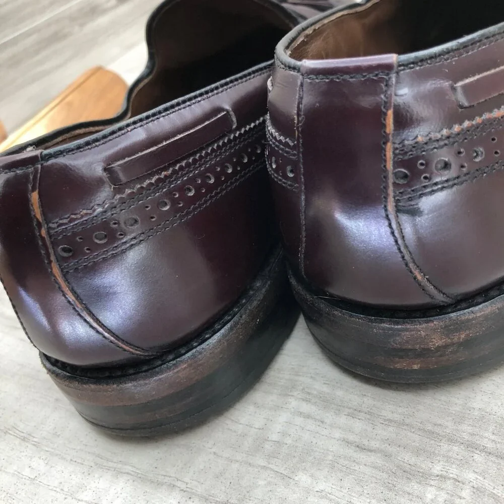 Allen Edmonds Loafers Mens 10D Burgundy Leather Slip On Shoes_10